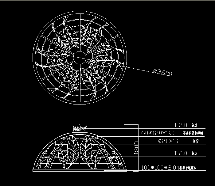 鐵藝涼亭cad